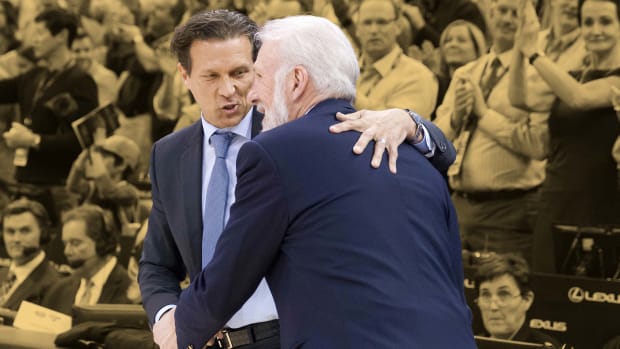 Utah Jazz head coach Quin Snyder with San Antonio Spurs legend Gregg Popovich