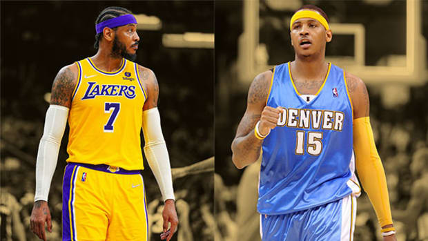 Los Angeles forward Carmelo Anthony and Denver Nuggets forward Carmelo Anthony