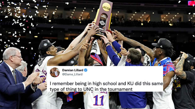 NBA players react to a surprising win by the Kansas Jayhawks over UNC Tar Heels