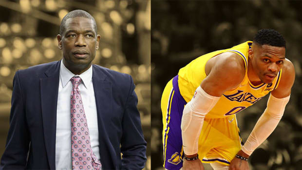 Dikembe Mutombo and Los Angeles Lakers guard Russell Westbrook