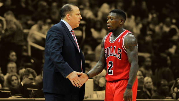 Chicago Bulls head coach Tom Thibodeau and point guard Nate Robinson