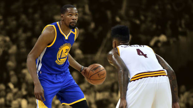Golden State Warriors forward Kevin Durant and Cleveland Cavaliers guard Iman Shumpert