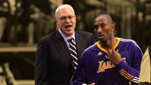 Los Angeles Lakers head coach Phil Jackson and guard Kobe Bryant
