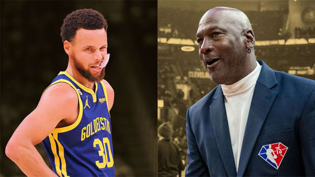 Golden State Warriors point guard Stephen Curry and Michael Jordan