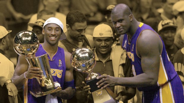 Los Angeles Lakers guard Kobe Bryant and center Shaquille O'Neal