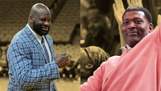 Los Angeles Lakers legend Shaquille O'Neal and New York Knicks icon Larry Johnson
