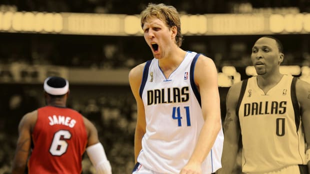 December 25, 2011; Dallas Mavericks power forward Dirk Nowitzki  during the game against LeBron James and the Miami Heat at the American Airlines Center