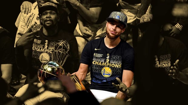 June 8, 2018; Kevin Durant (Finals MVP) and Stephen Curry celebrate after the Golden State Warriors beat Cleveland Cavaliers to secure the 2018 NBA Championship
