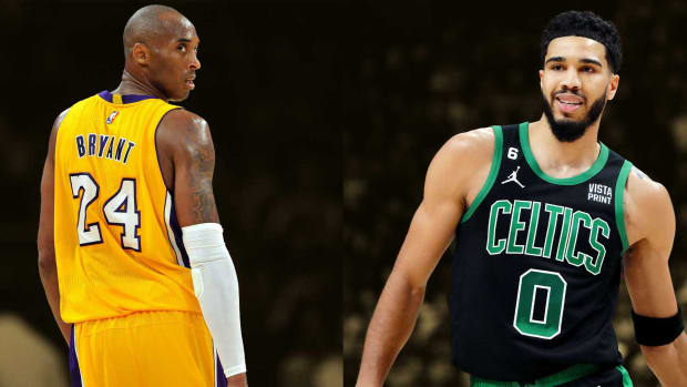 Los Angeles Lakers superstar Kobe Bryant (left); Boston Celtics star forward Jayson Tatum
