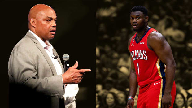 NBA on TNT analyst and Fall of Famer Charles Barkley with New Orleans Pelicans star forward Zion Williamson