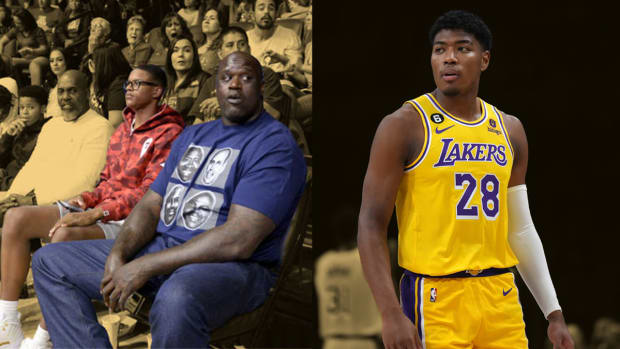 Los Angeles Lakers forward Rui Hachimura (28)/ Shaquille and Shareef O'Neal