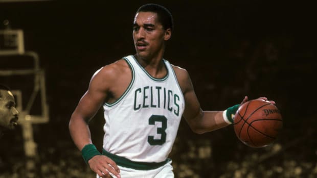 Boston Celtics guard Dennis Johnson in action at the Boston Garden