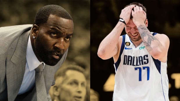 Former NBA player Kendrick Perkins; Dallas Mavericks superstar Luka Doncic frustrated