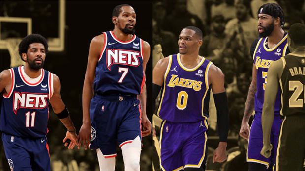 Brooklyn Nets guard Kyrie Irving and forward Kevin Durant; Los Angeles Lakers guard Russell Westbrook and forward Anthony Davis