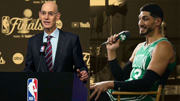 NBA commissioner Adam Silver and Boston Celtics center Enes Kanter