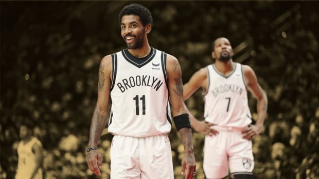 Brooklyn Nets guard Kyrie Irving and forward Kevin Durant