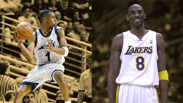 Orlando Magic guard Penny Hardaway and Los Angeles Lakers guard Kobe Bryant