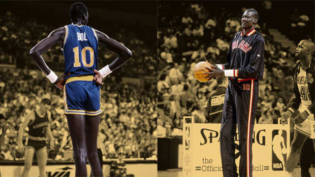Manute Bol with Golden State Warriors and Miami Heat