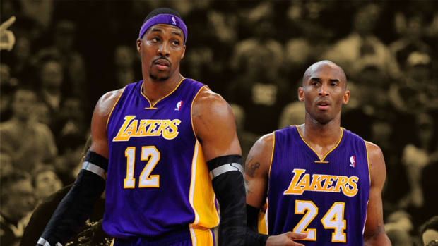 Los Angeles Lakers center Dwight Howard and shooting guard Kobe Bryant