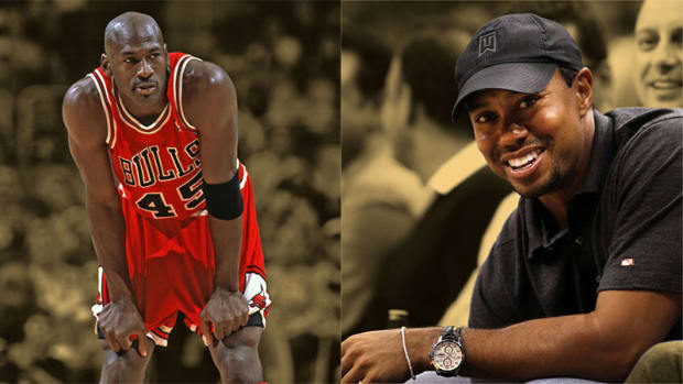 Chicago Bulls guard Michael Jordan and golf icon Tiger Woods