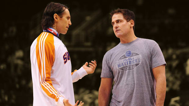 Dallas Mavericks' owner Mark Cuban and Steve Nash during his time with the Phoenix Suns