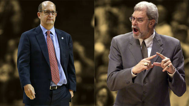 New York Knicks head coach Jeff Van Gundy, Los Angeles Lakers head coach Phil Jackson