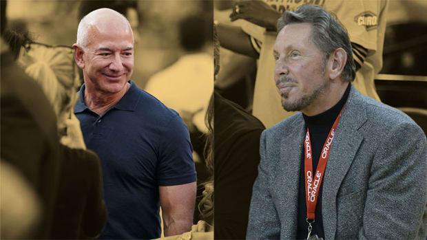 Amazon executive chairman Jeff Bezos and Oracle co-founder Larry Ellison