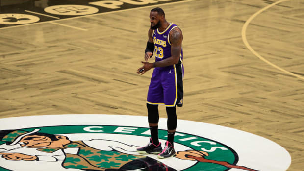 Los Angeles Lakers forward LeBron James in Boston
