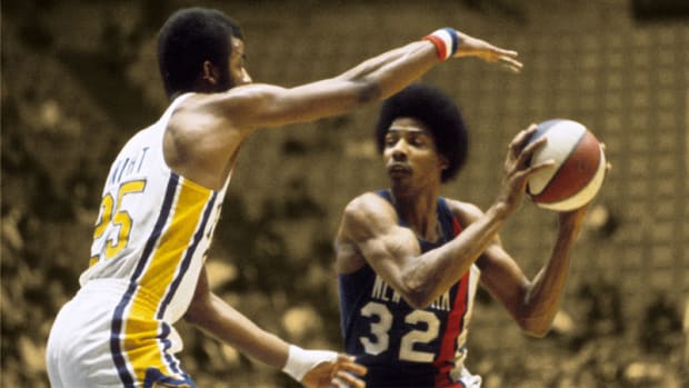 New York Nets forward Julius Erving and Indiana Pacers guard Billy Knight