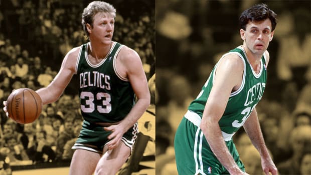 Boston Celtics forward Larry Bird and Kevin McHale