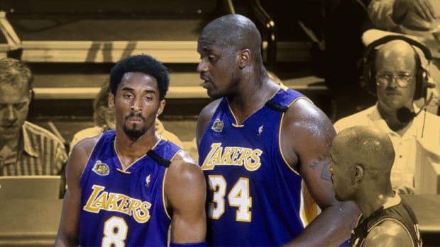 Los Angeles Lakers center Shaquille O'Neal and guard Kobe Bryant