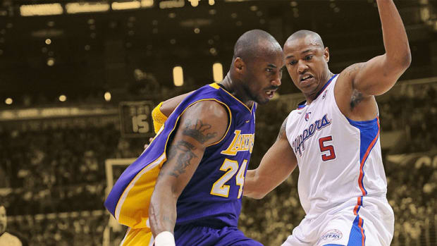 Los Angeles Clippers small forward Caron Butler and Los Angeles Lakers shooting guard Kobe Bryant