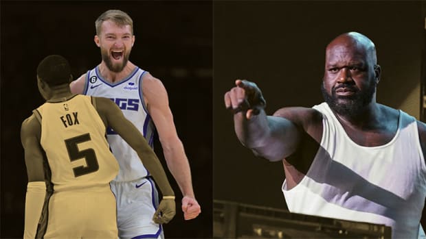 Sacramento Kings forward Domantas Sabonis and Los Angeles Lakers legend Shaquille O'Neal