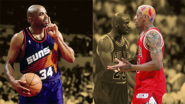 Phoenix Suns forward Charles Barkley and Chicago Bulls forward Dennis Rodman