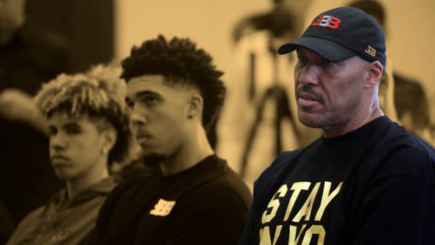 LaVar Ball with sons LaMelo Ball and LiAngelo Ball