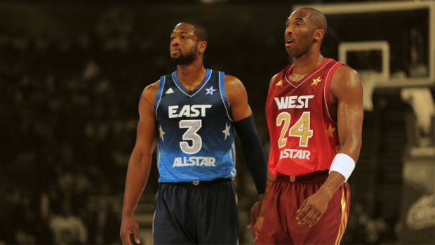Eastern Conference guard Dwyane Wade of the Miami Heat and Western Conference guard Kobe Bryant of the Los Angeles Lakers