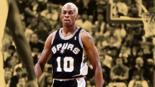 San Antonio Spurs forward Dennis Rodman (10) in action against the Utah Jazz at the Delta Center. 