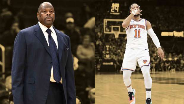 New York Knicks legend Pat Ewing and New York Knicks guard Jalen Brunson
