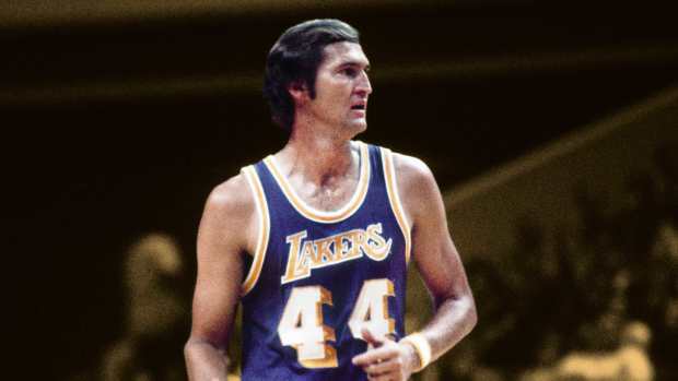 March 29, 1973; Los Angeles Lakers guard Jerry West against the Atlanta Hawks during the 1972-73 season at The Omni