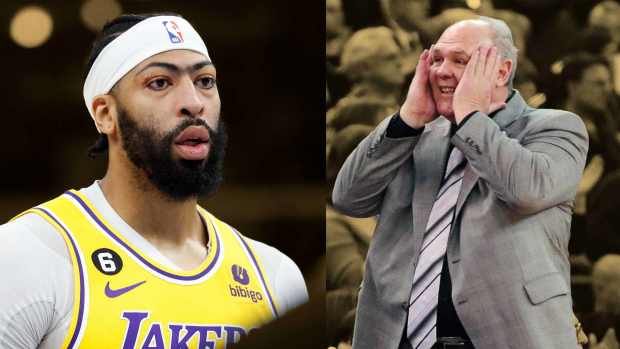 Los Angeles Lakers center Anthony Davis and former Nuggets coach George Karl