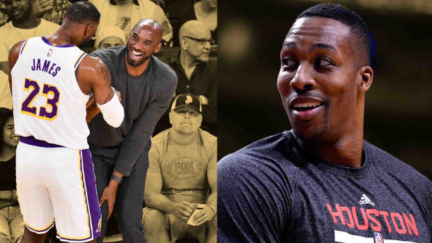 The Los Angeles Lakers forward LeBron James, the late Lakers legend Kobe Bryant, and Houston Rockets center Dwight Howard