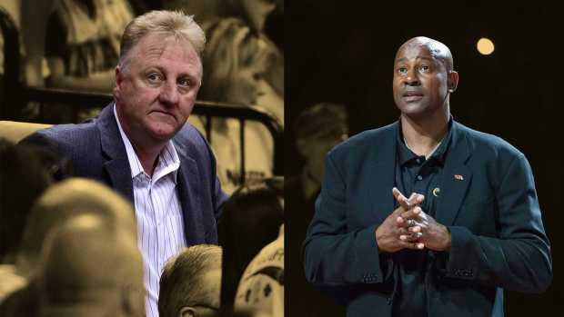 Larry Bird and Sidney Moncrief