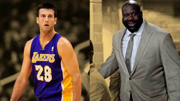 Los Angeles Lakers forward Jason Kapono and Shaquille O'Neal