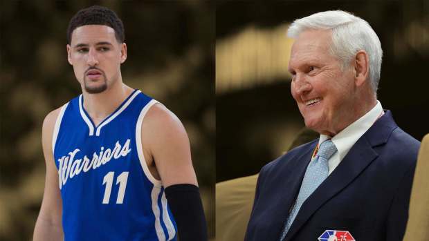 (2015) Golden State Warriors shooting guard Klay Thompson; NBA legend Jerry West