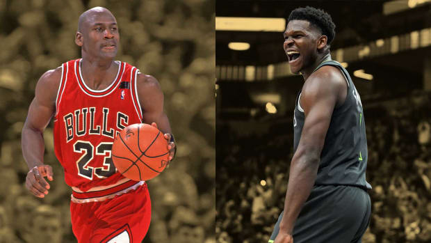 Chicago Bulls legend Michael Jordan and Minnesota Timberwolves guard Anthony Edwards