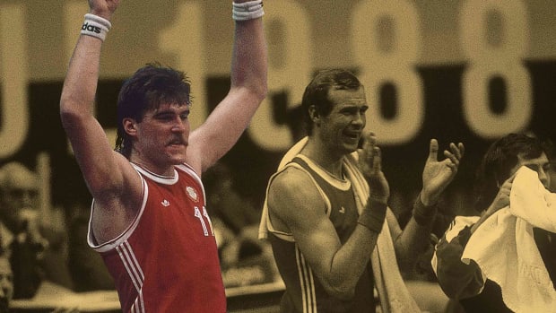 September 1988; Arvydas Sabonis of the Soviet Union at the 1988 Seoul Olympic Games