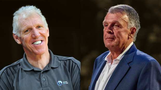 Bill Walton (L) and Kevin McHale (R)