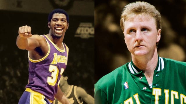 Los Angeles Lakers legend Magic Johnson; Boston Celtics icon Larry Bird