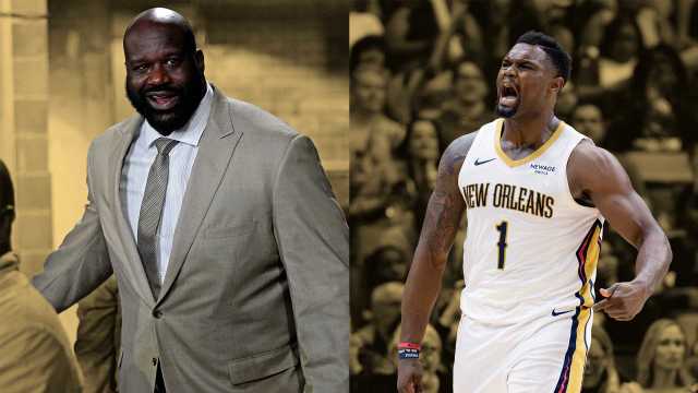 NBA legend Shaquille O'Neal; New Orleans Pelicans forward Zion Williamson