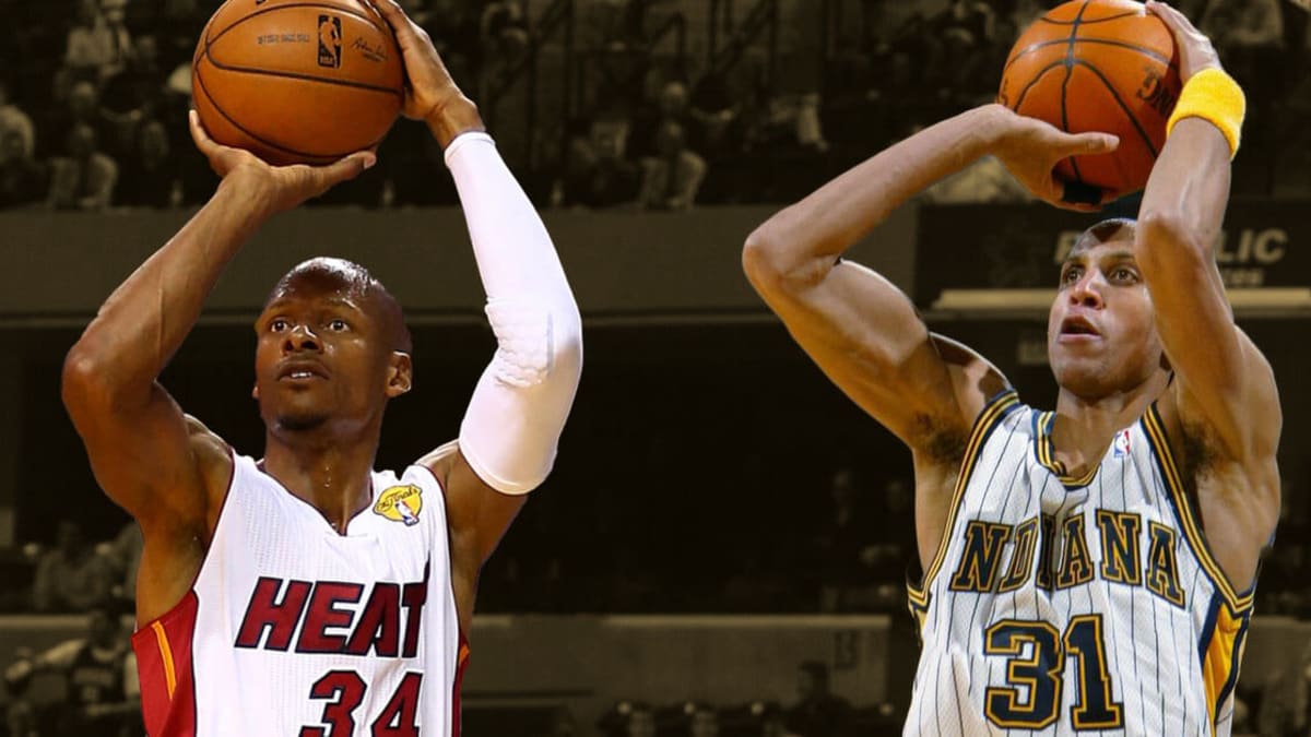 Reggie Miller responds to Ray Allen giving him credit for setting the bar high for shooters in NBA Basketball Network Your daily dose of basketball